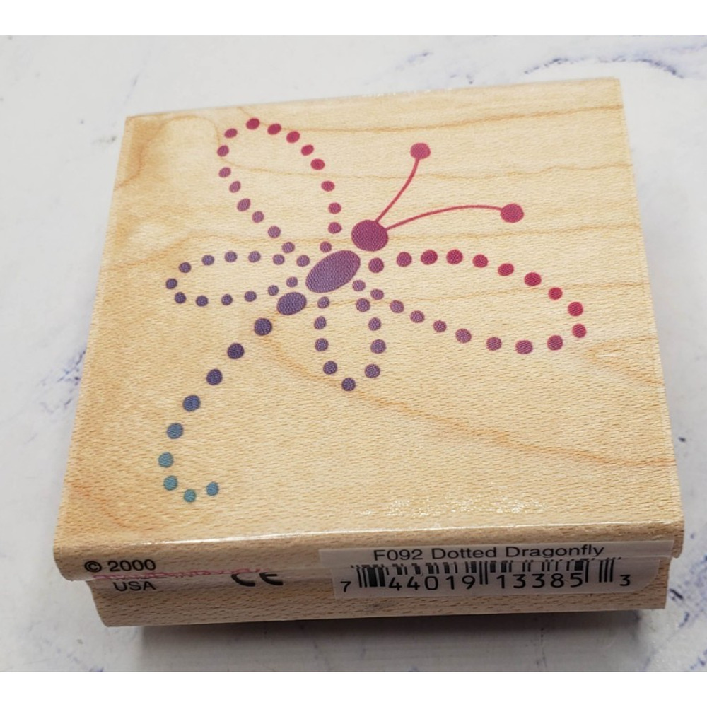 Stampendous Sparkle Dots F092 Dotted Dragonfly Wood Mounted Rubber Stamp